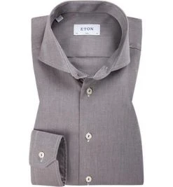 ETON Hemd 1000/00238/37 Slim Fit, Baumwolle, Anthrazit meliert, Grau-weiß