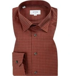 ETON Hemd 1000/00162/57 Slim Fit, Twill, Dunkelrot kariert, Dunkelrot