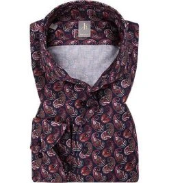 Jacques Britt Hemd Sardegna 652221/47 Perfect Fit, Baumwolle, Dunkelblau-rot gemustert, Dunkelblau-rot