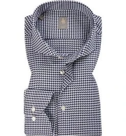 Jacques Britt Hemd Sadegna 662410/19 Slim Fit, Baumwolle, Dunkelblau-weiß gemustert, Dunkelblau-weiß
