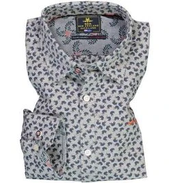 N.Z.A.Hemd 19KN575/grey melange Baumwolle, Hellgrau gemustert