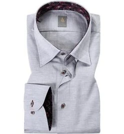 Jacques Britt Hemd Messina Mix 652200/30 Perfect Fit, Chambray, Hellgrau, Grau