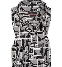 ETERNA Hemd 3882/X18P/38 Modern Fit, Baumwolle, Schwarz-weiß gemustert, Schwarz-weiß