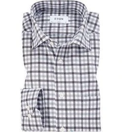 ETON Hemd 1000/00571/17 Classic Fit, Twill, Dunkelgrau kariert, Grau-weiß