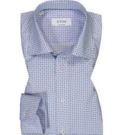 ETON Hemd 1000/00511/35 Contemporary Fit, Baumwolle, Weiß-hellblau gemustert, Weiß-braun