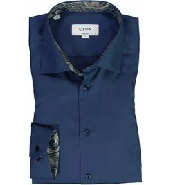 ETON Hemd 1000/00541/28 Super Slim Fit, Twill, Dunkelblau, Blau