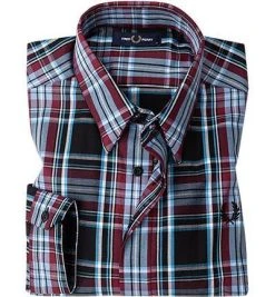 Fred Perry Hemd M7592/106 Twill, Dunkelrot-schwarz kariert, Burgundy