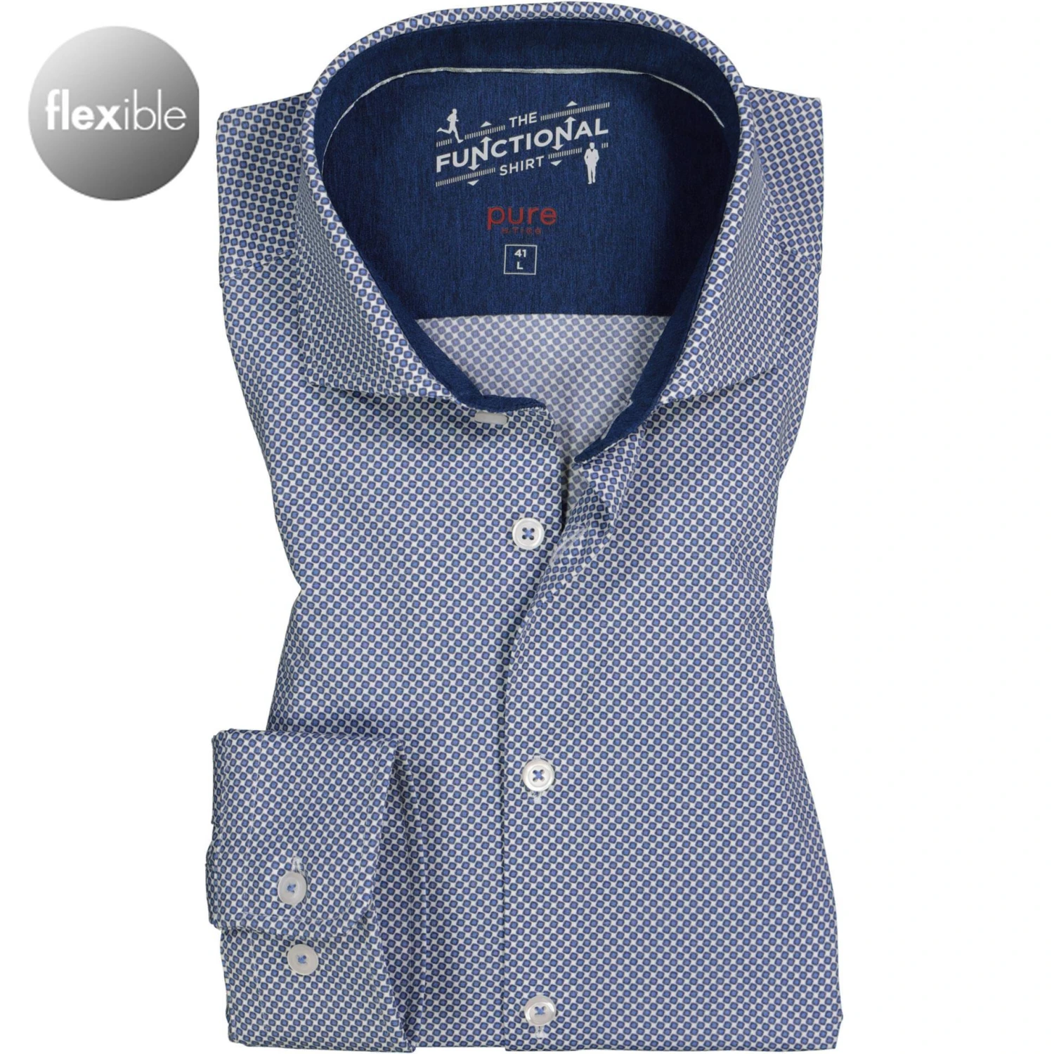 PURE Hemd 4029-21750/174 Funktionsmaterial, Bleu-weiß gemustert, Blau-weiß 1 PURE Hemd 4029-21750/174 Funktionsmaterial, Bleu-weiß gemustert, Blau-weiß
