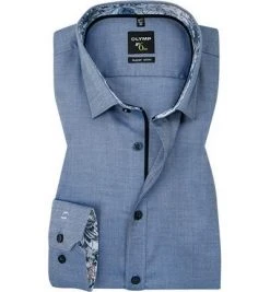 OLYMP No Six Super Slim 0775/64/18 Hemd, Super Slim Fit, Baumwolle, Marine meliert, Marine