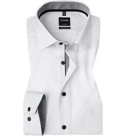 OLYMP Luxor Modern Fit 0743/64/67 Hemd, Popeline, Weiß, Anthrazit
