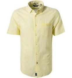 Pierre Cardin Hemd 53916/000/27174/9022 Kurzarmhemd, Modern Fit, Baumwolle, Hellgelb gestreift, Gelb