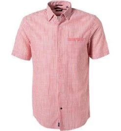 Pierre Cardin Hemd 53916/000/27174/9023 Kurzarmhemd, Modern Fit, Baumwolle, Lachs gestreift, Lachs