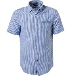 Pierre Cardin Hemd 53916/000/27174/9051 Kurzarmhemd, Modern Fit, Baumwolle, Hellblau gestreift, Hellblau