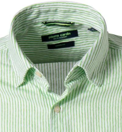 Pierre Cardin Hemd 53889/000/27165/9054 Modern Fit, Baumwolle, Hellgrün gestreift, Grün 2 Pierre Cardin Hemd 53889/000/27165/9054 Modern Fit, Baumwolle, Hellgrün gestreift, Grün – Bild 2