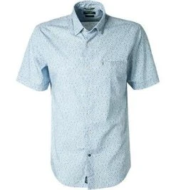 Pierre Cardin Hemd 53889/000/27161/9001 Kurzarmhemd, Modern Fit, Popeline, Bleu gemustert, Hellblau