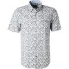 Pierre Cardin Hemd 53889/000/27163/9000 Kurzarmhemd, Modern Fit, Baumwolle, Weiß-hellblau gemustert, Weiß