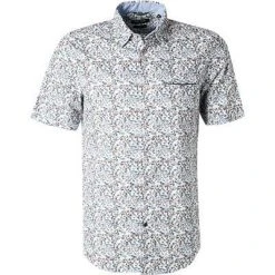 Pierre Cardin Hemd 53889/000/27163/9000 Kurzarmhemd, Modern Fit, Baumwolle, Weiß-hellblau gemustert, Weiß