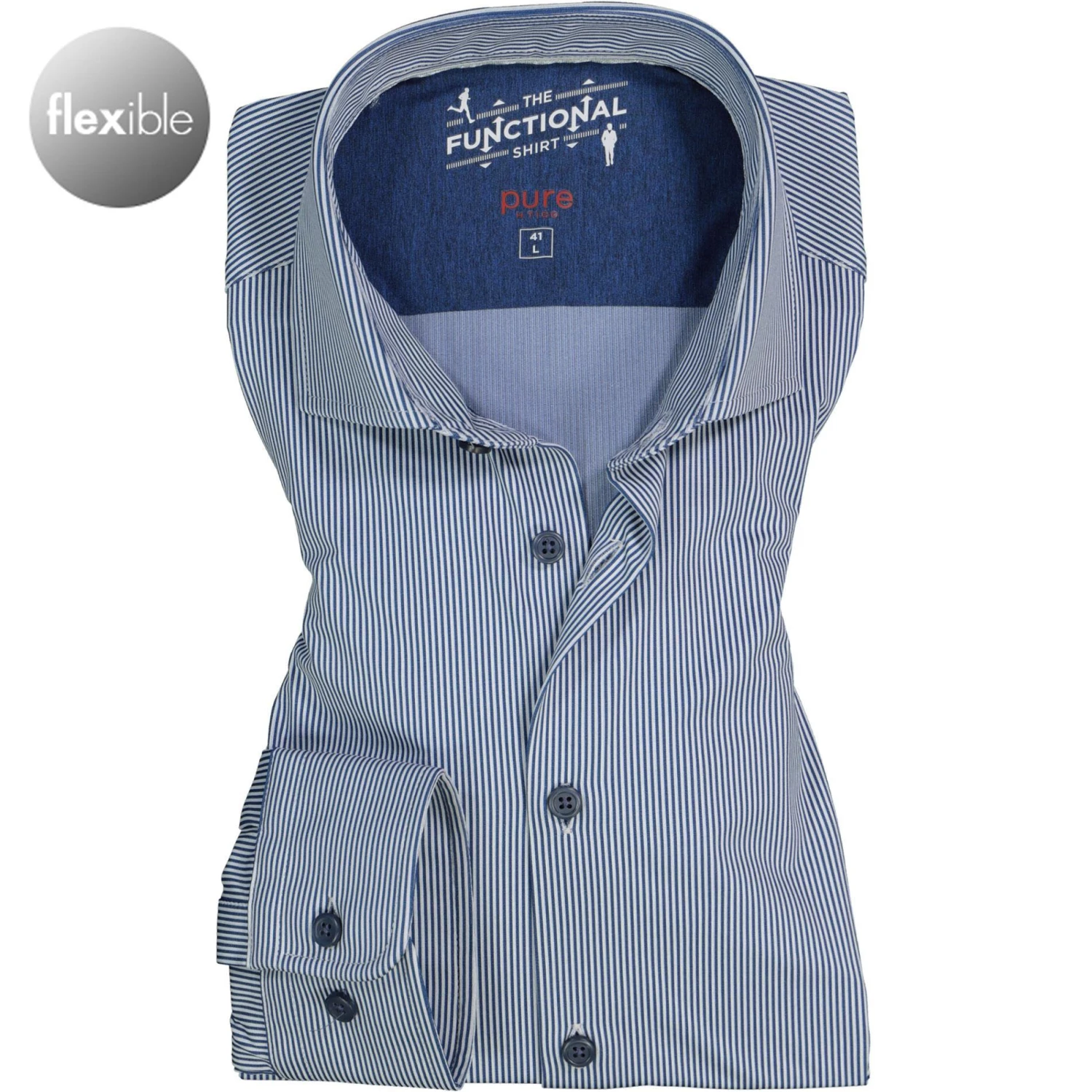 PURE Hemd 4028-21750/163 Funktionsmaterial, Dunkelblau gestreift, Dunkelblau 1 PURE Hemd 4028-21750/163 Funktionsmaterial, Dunkelblau gestreift, Dunkelblau
