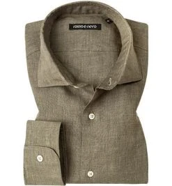 rosso e nero Hemd A145/schilfgrün Reines Leinen