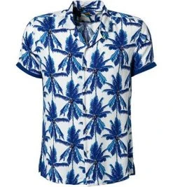 Lucky de Luca Hemd Toledo 91422/1 Kurzarmhemd, Mikrofaser, Blau gemustert, Blau-weiß