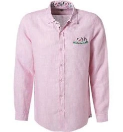 Lucky de Luca Hemd Tino 91212/2 Reines Leinen, Hellrosé gestreift, Pink-weiß