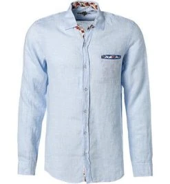 Lucky de Luca Hemd Tino 91211/2 Reines Leinen, Hellblau, Blau
