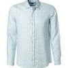 Lucky de Luca Hemd Nyro 91105/1 Reines Leinen, Hellblau gemustert, Weiß-türkis