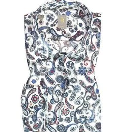 Jacques Britt Hemd Como 866020/13 Slim Fit, Baumwolle, Weiß-blau-rot gemustert, Weiß-blau-rot