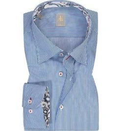 Jacques Britt Hemd Messina Mix 866010/13 Slim Fit, Baumwolle, Blau-weiß gestreift, Dunkelblau-weiß