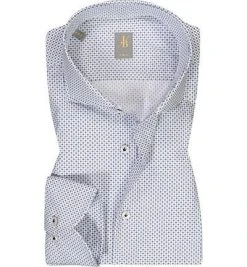 Jacques Britt Hemd Serdegna 866060/12 Slim Fit, Popeline, Blau gemustert, Blau