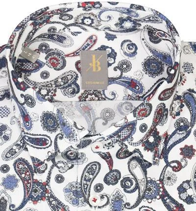 Jacques Britt Hemd Como 836020/13 Custom Fit, Popeline, Weiß-blau gemustert, Weiß-blau-rot 2 Jacques Britt Hemd Como 836020/13 Custom Fit, Popeline, Weiß-blau gemustert, Weiß-blau-rot – Bild 2