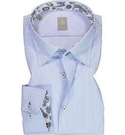 Jacques Britt Hemd Messina Mix 836010/11 Custom Fit, Baumwolle, Weiß-blau gestreift, Weiß-blau