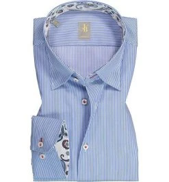 Jacques Britt Hemd Messina Mix 836010/13 Custom Fit, Baumwolle, Dunkelblau-weiß gestreift, Dunkelblau-weiß