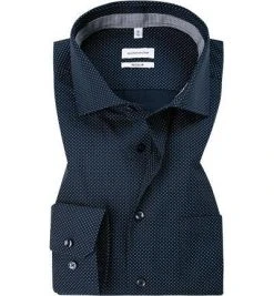 Seidensticker Hemd EL 193745/19 Regular Fit, Popeline, Extra langer Arm, Dunkelblau gemustert, Dunkelblau