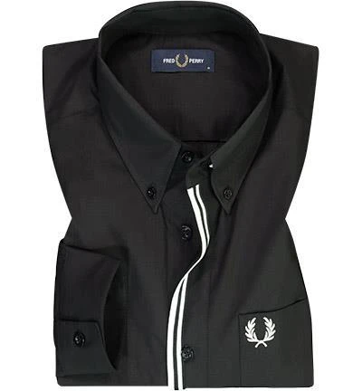 Fred Perry Hemd M8562/102 Popeline, Schwarz 1 Fred Perry Hemd M8562/102 Popeline, Schwarz