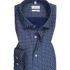 Seidensticker Hemd EL 694815/17 Slim Fit, Baumwolle, Extra langer Arm, Blau gemustert, Blau