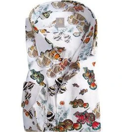 Jacques Britt Hemd Como 836280/21 Custom Fit, Baumwolle, Multicolour gemustert, Beige