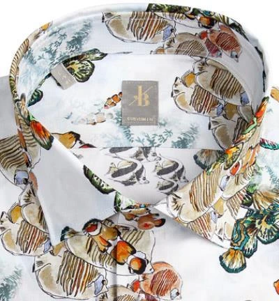 Jacques Britt Hemd Como 836280/21 Custom Fit, Baumwolle, Multicolour gemustert, Beige 2 Jacques Britt Hemd Como 836280/21 Custom Fit, Baumwolle, Multicolour gemustert, Beige – Bild 2