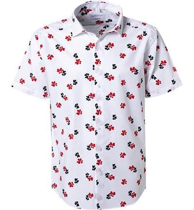 Seidensticker Hemd 193791/47 Kurzarmhemd, Regular Fit, Popeline, Weiß-rot gemustert, Weiß 1 Seidensticker Hemd 193791/47 Kurzarmhemd, Regular Fit, Popeline, Weiß-rot gemustert, Weiß