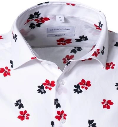 Seidensticker Hemd 193791/47 Kurzarmhemd, Regular Fit, Popeline, Weiß-rot gemustert, Weiß 2 Seidensticker Hemd 193791/47 Kurzarmhemd, Regular Fit, Popeline, Weiß-rot gemustert, Weiß – Bild 2