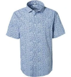 Seidensticker Hemd 194099/15 Kurzarmhemd, Regular Fit, Popeline, Weiß-blau gemustert, Blau