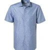 Stenströms Hemd 612774/7912/121 Kurzarmhemd, Fitted Body, Baumwolle, Blau gemustert, Blau