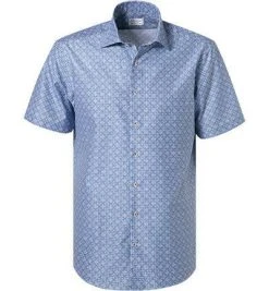 Stenströms Hemd 612774/7912/121 Kurzarmhemd, Fitted Body, Baumwolle, Blau gemustert, Blau