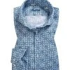 Stenströms Hemd 675221/7984/121 Fitted Body, Reines Leinen, Blau gemustert, Blau