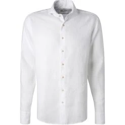 Stenströms Hemd 675221/7970/000 Fitted Body, Reines Leinen, Weiß