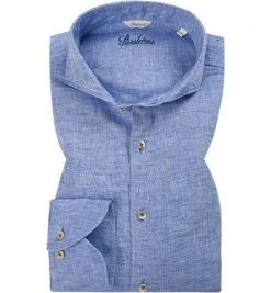 Stenströms Hemd 675221/7970/120 Fitted Body, Reines Leinen, Himmelblau meliert, Himmelblau