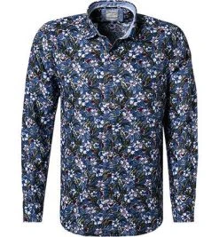 OLYMP Casual Level Five Body Fit 3100/54/26 Hemd, Casual Body Fit, Reines Leinen, Multicolor, Blau-rot
