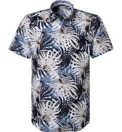 OLYMP Casual Level Five Body Fit 3080/52/18 Kurzarmhemd, Baumwolle, Marineblau gemustert, Marine