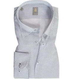 Jacques Britt Hemd Messina 836470/11 Custom Fit, Baumwolle, Hellblau gemustert, Hellblau