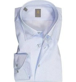 Jacques Britt Hemd Messina 866260/10 Slim Fit, Baumwolle, Hellblau gemustert, Hellblau
